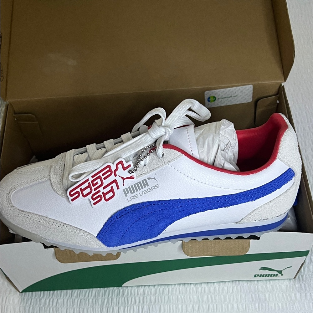 Puma White and Blue Athletic Shoes